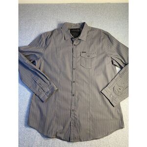 Marc Ecko‎ Shirt Men Large Black Pleated Dress Career Work Formal Long Sleeve
